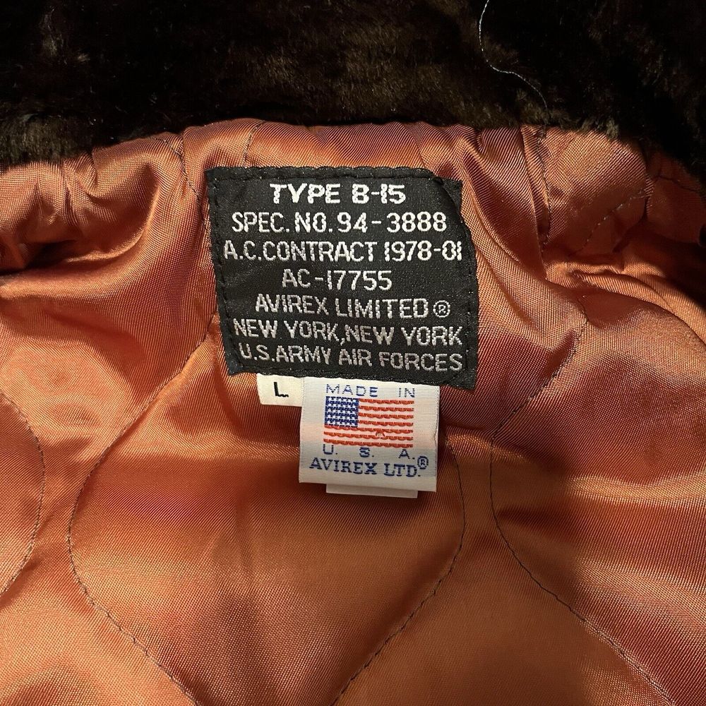 Avirex Vintage Type B-15 Flight Jacket Authentic Aviator LTD Flight Mens‎ SZ LRG - Picture 12 of 16